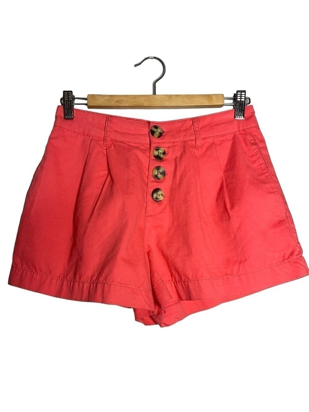 NWOT Urban Outfitters BDG High Waisted Button Fly Coral Orange Cotton Shorts-26